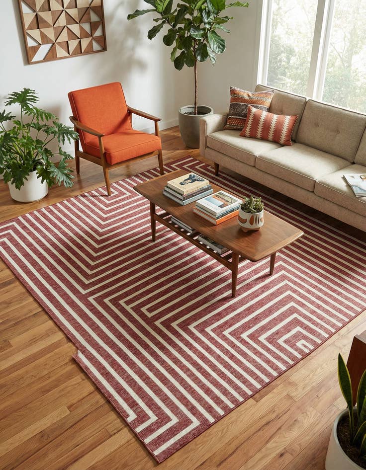 Detail image of  7' 10 x 7' 10  Washable Modern Indoor / Outdoor Square Rug