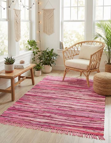 Pink Hand Woven Chindi Cotton Rug