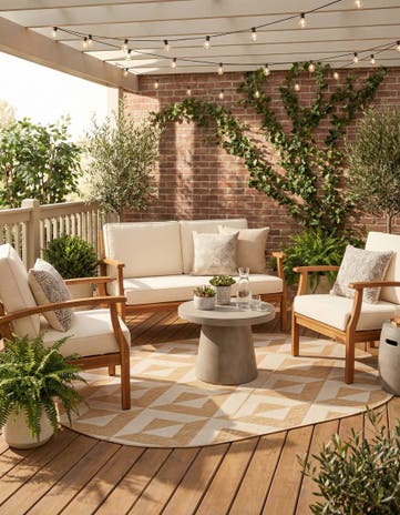 Beige Easy-Clean Jill Zarin Napa Indoor / Outdoor Oval Rug