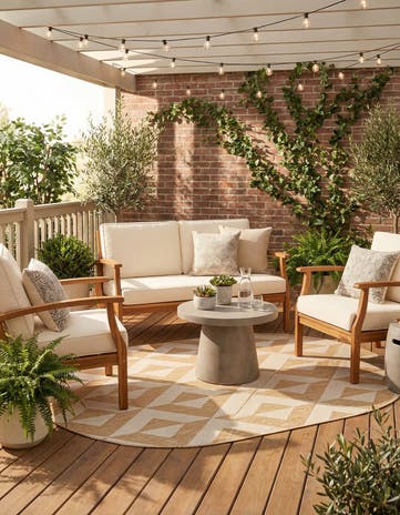 Beige Easy-Clean Jill Zarin Napa Indoor / Outdoor Oval Rug