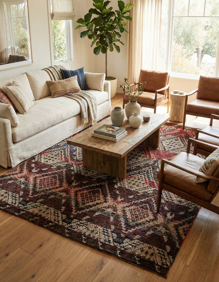 Detail image of  7' 8 x 9' 8  Hand Knotted Moroccan Wool Rug