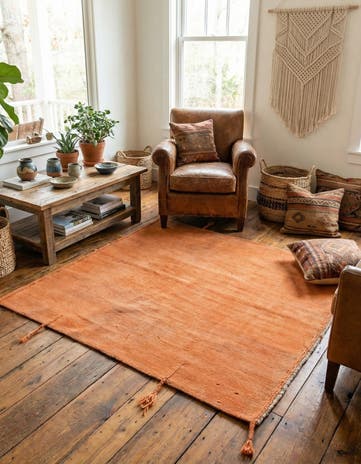 4' 3 x 4' 7 Hand Knotted Gabbeh Wool Square Rug