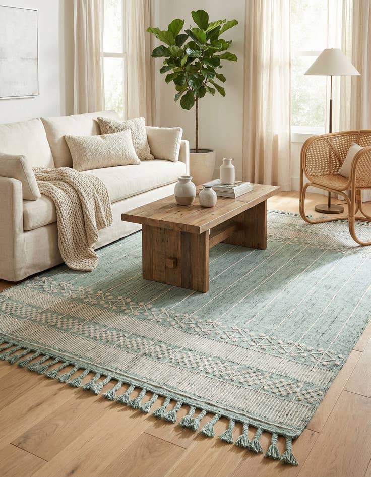 Detail image of  7' 10 x 10'  Washable Eco Bohemian Indoor / Outdoor Rug