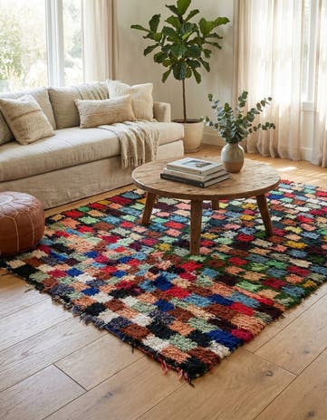 5' 7 x 9' 3 Hand Knotted Moroccan Wool Rug