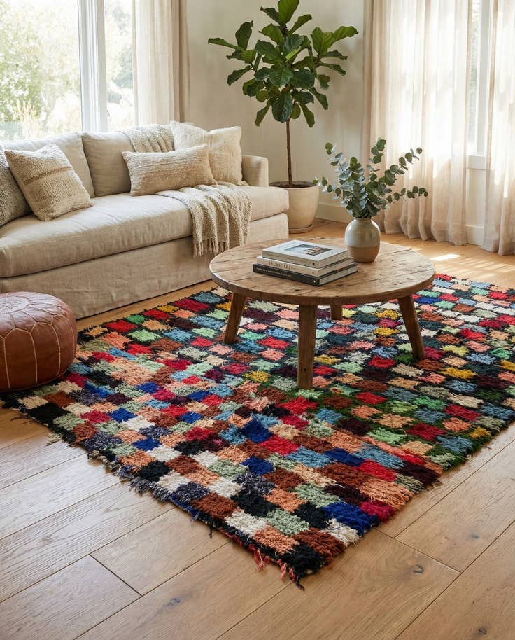 Detail image of 5' 7 x 9' 3 Hand Knotted Moroccan Wool Rug