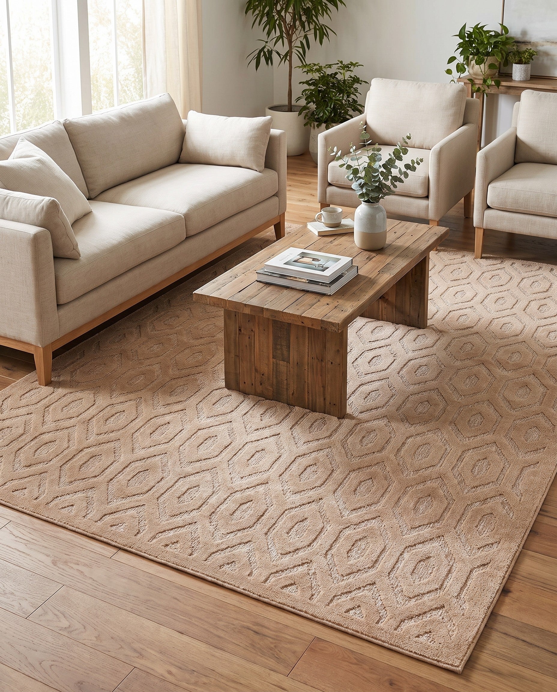 7' 10 x 10' Easy-Clean Trellis Textured Indoor / Outdoor Rug