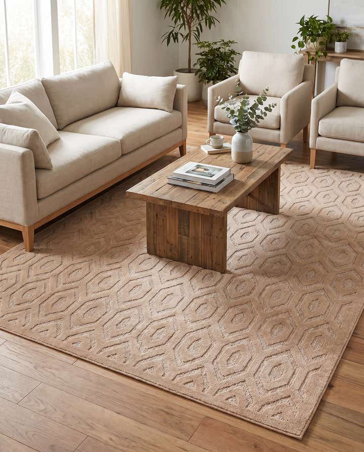 7' 10 x 10' Easy-Clean Trellis Textured Indoor / Outdoor Rug