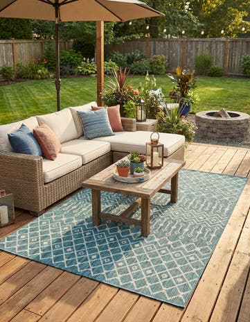 7' 10 x 11' Easy-Clean Lattice Indoor / Outdoor Rug