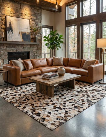 5' 1 x 8' Cowhide Leather Rug