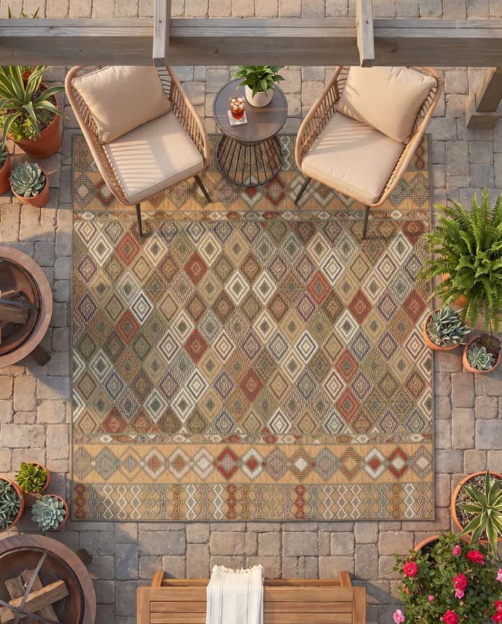5' 3 x 5' 3 Easy-Clean Baja Indoor / Outdoor Square Rug