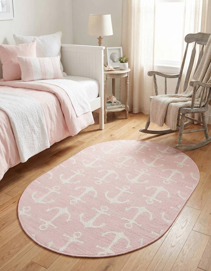 Detail image of 3' x 5' 3  Washable Coastal Indoor / Outdoor Oval Rug