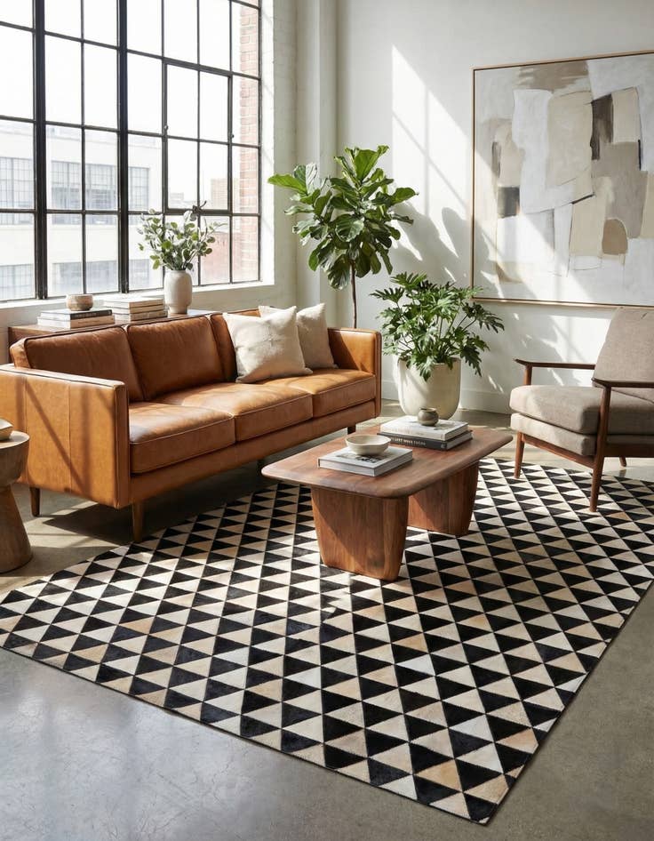 Detail image of 5' 1 x 8' 1 Cowhide Stocks Rug