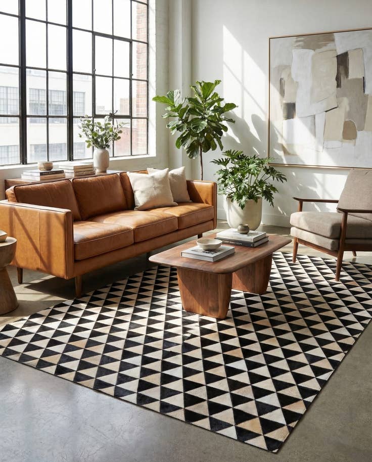 Detail image of 5' 1 x 8' 1 Cowhide Stocks Rug