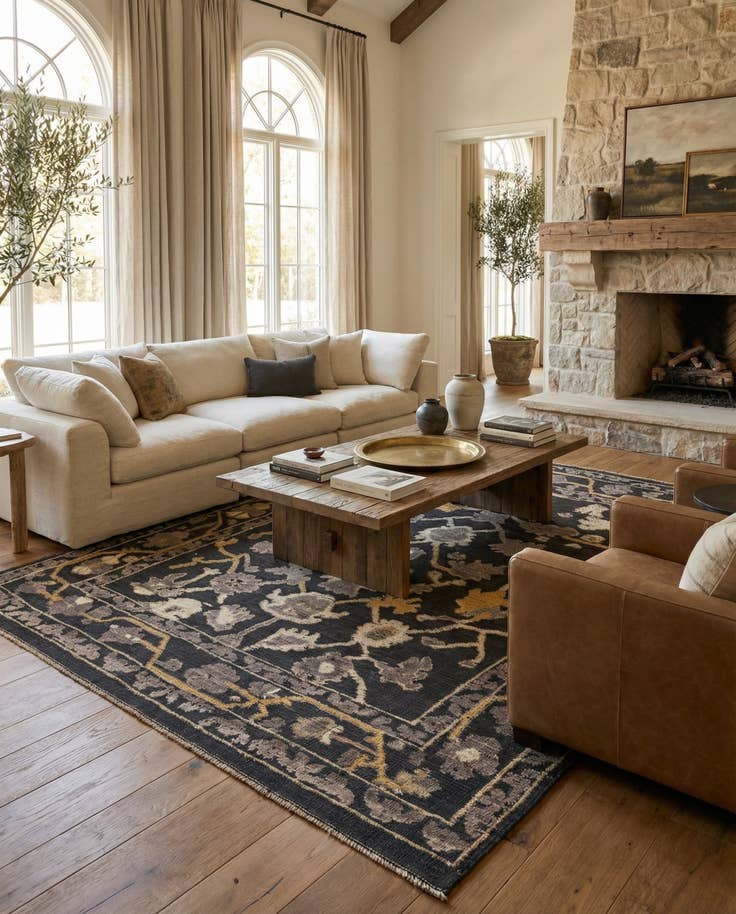 Detail image of 8' 5 x 10' 1 Hand Knotted Oushak Wool Rug