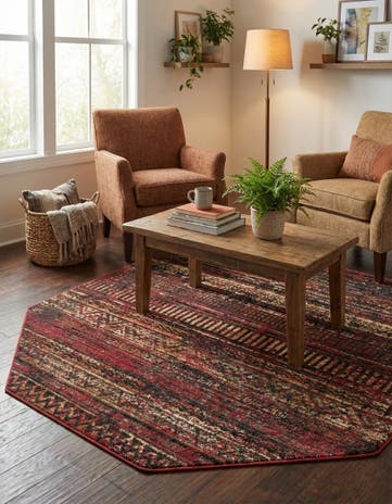 Burgundy Saturn Octagon Rug