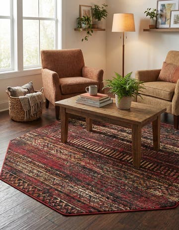 Burgundy Saturn Octagon Rug