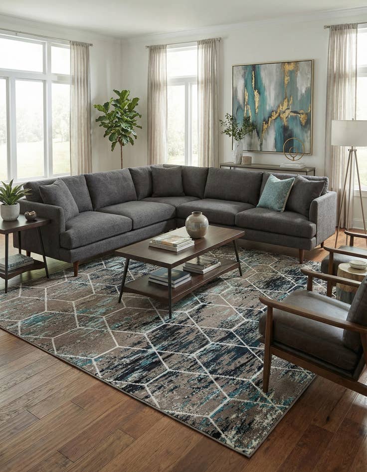 Detail image of 10' x 10' Trellis Frieze Square Rug