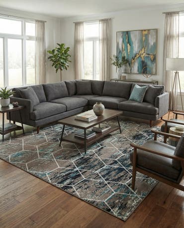  10' x 10' Lattice Frieze Square Rug