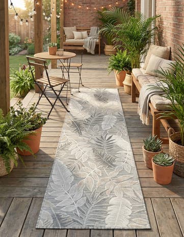 2' 2 x 8' Easy-Clean Botanical Indoor / Outdoor Runner Rug