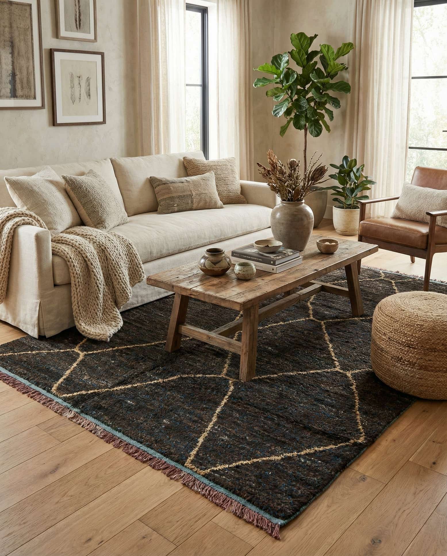 6' 3 x 9' 3 Hand Knotted Moroccan Wool Rug