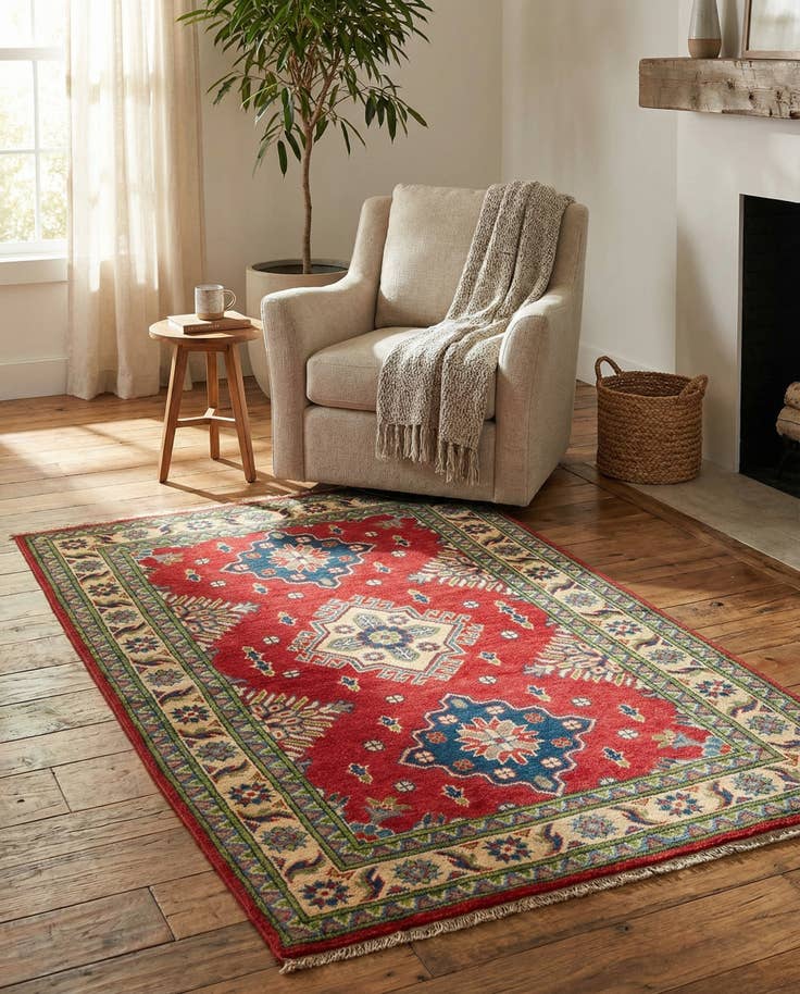 Detail image of 3' 2 x 5' Hand Knotted Kazak Rug