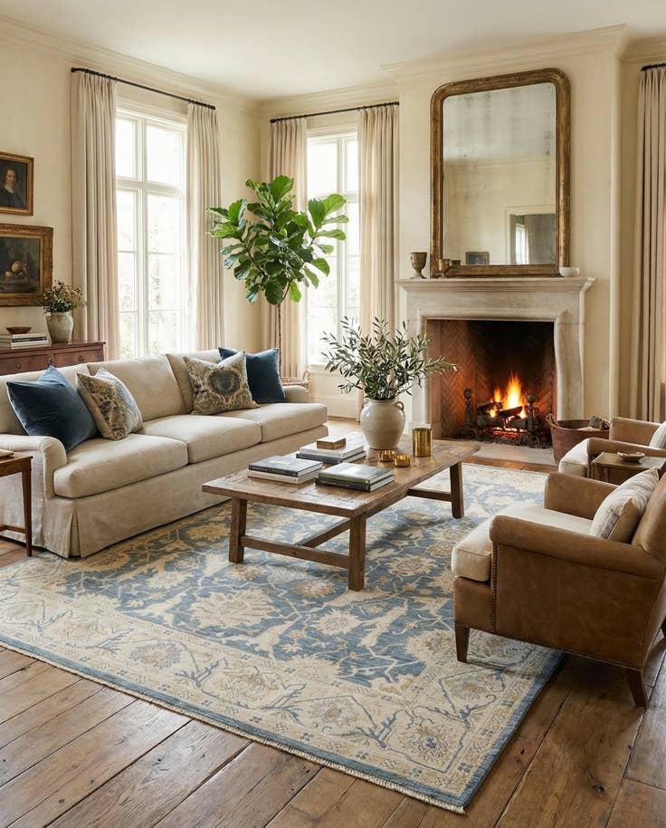 Detail image of 9' 2 x 12' 2 Hand Knotted Oushak Rug