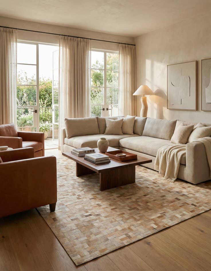 Detail image of 5' 3 x 7' 5 Cowhide Stocks Rug