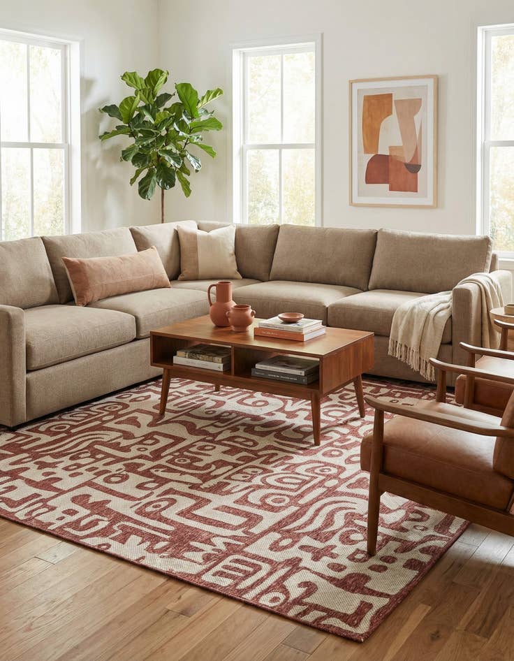 Detail image of 10' x 10'  Washable Modern Indoor / Outdoor Square Rug