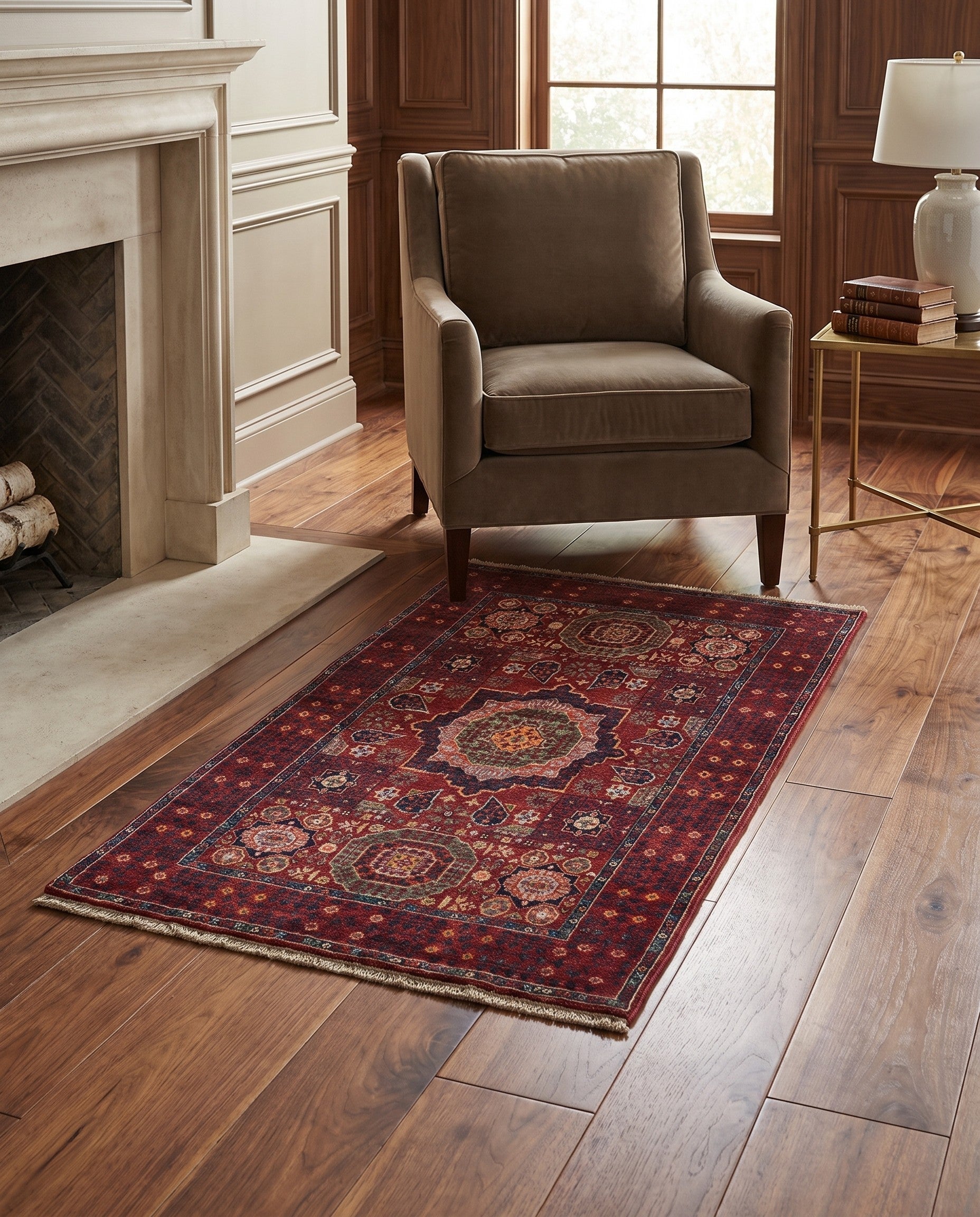3' 2 x 5' 3 Hand Knotted Mamluk Ziegler Rug