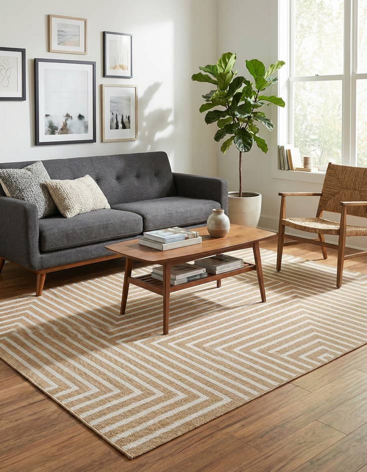 Detail image of  5' 3 x 8'  Washable Modern Indoor / Outdoor Rug