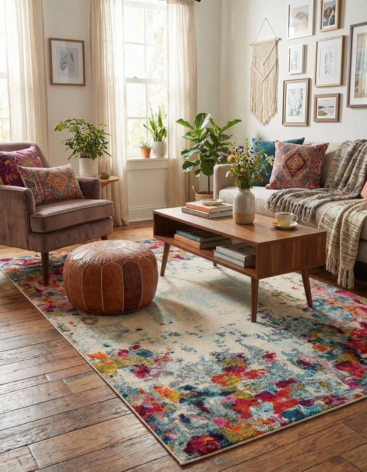 Detail image of 5' x 8'  Washable Spectrum Rug