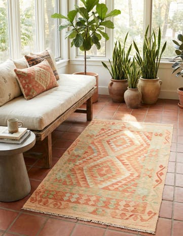 3' 3 x 5' Hand Woven Kilim Waziri Wool Rug