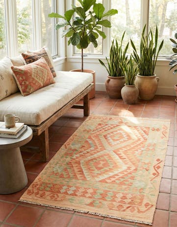 3' 3 x 5' Hand Woven Kilim Waziri Wool Rug