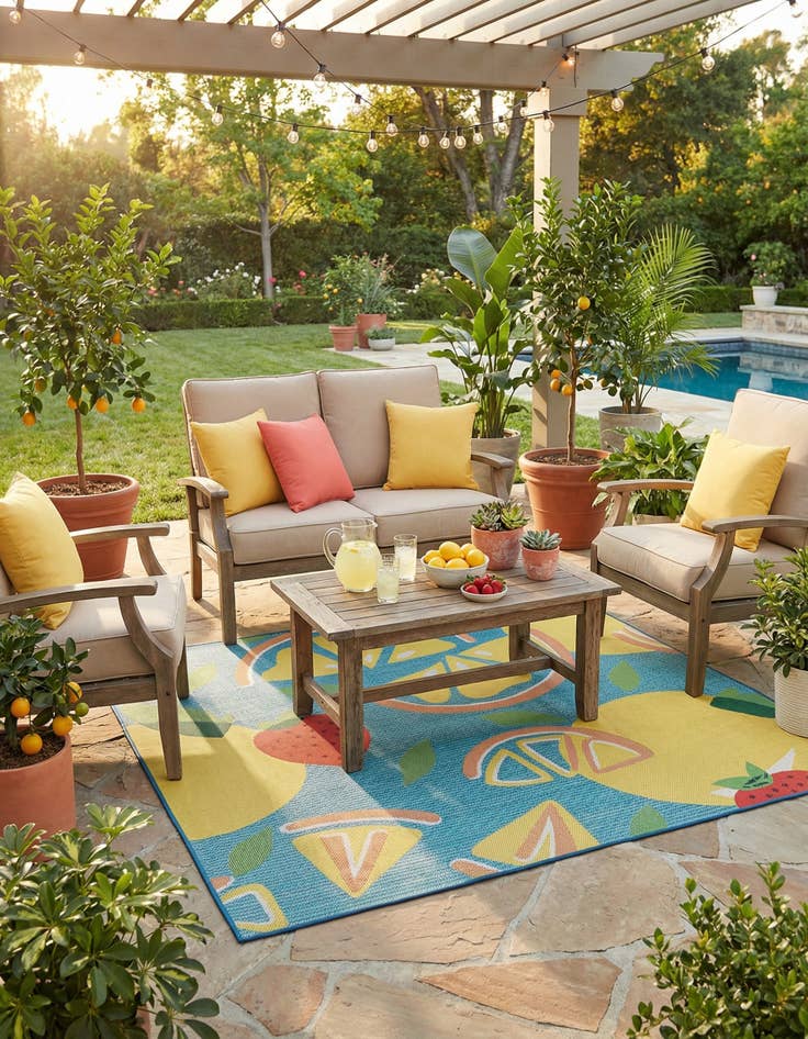 Detail image of 7' 10 x 7' 10  Washable Baja Indoor / Outdoor Square Rug