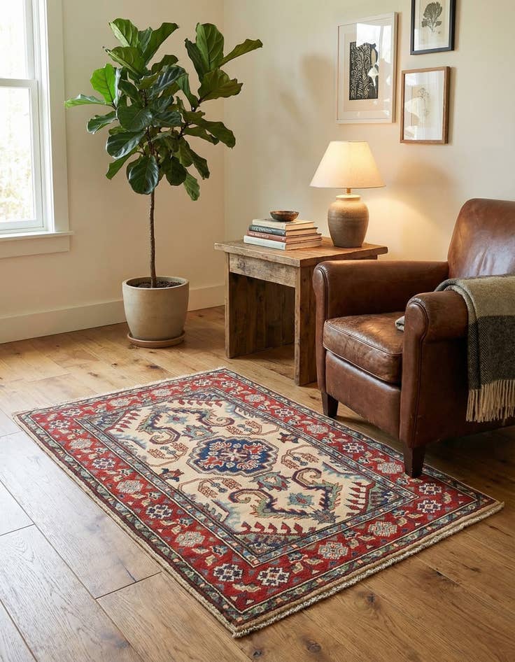 Detail image of 2' 7 x 4' 1  Hand Knotted Kazak Rug