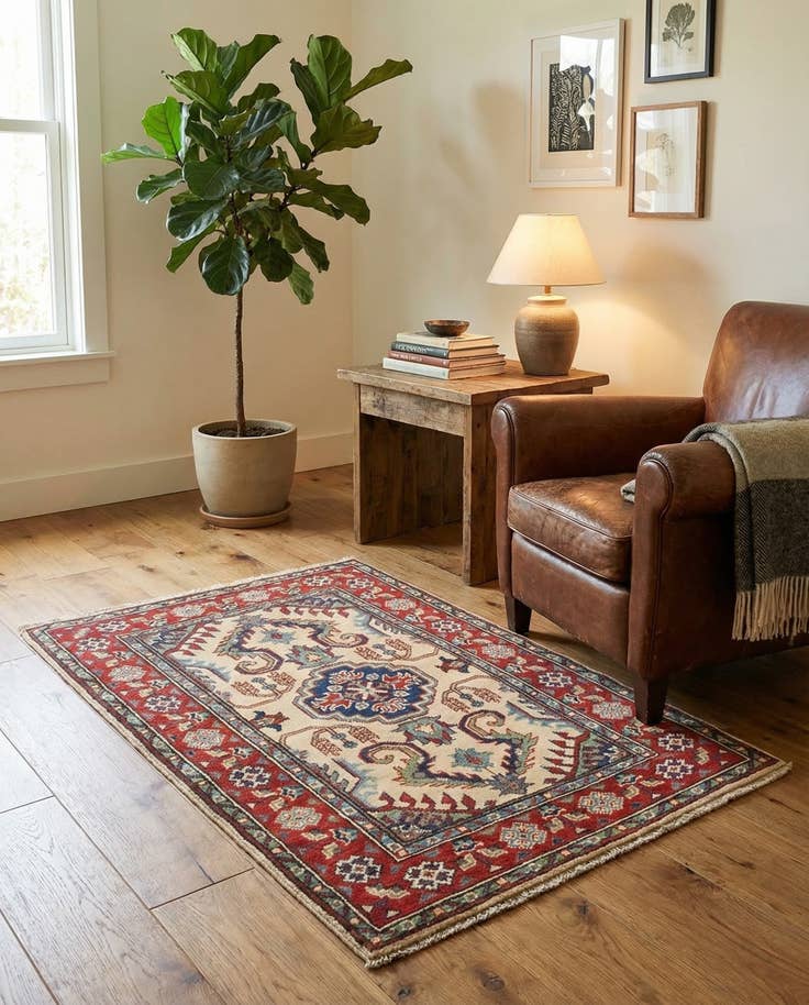 Detail image of 2' 7 x 4' 1 Hand Knotted Kazak Rug