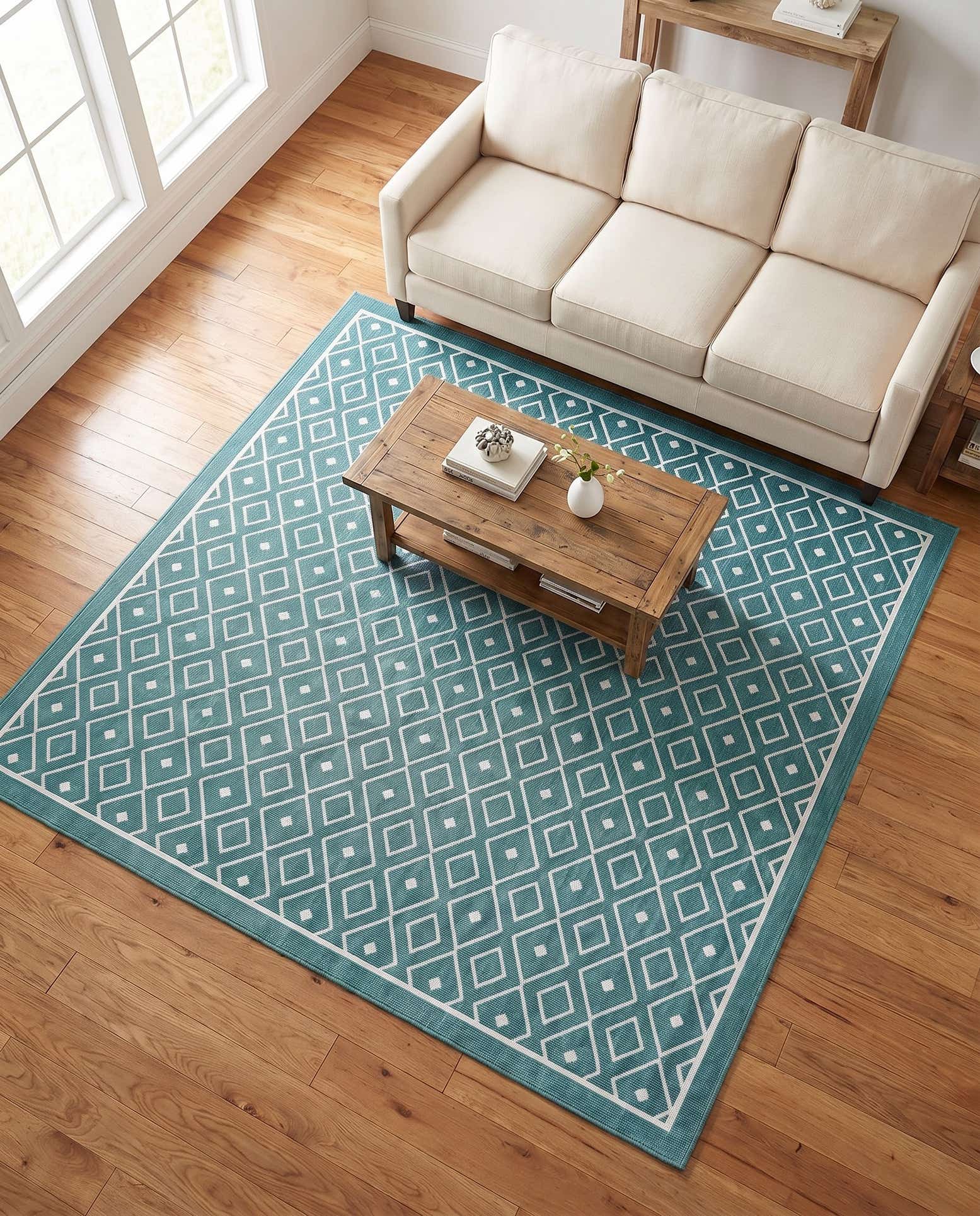 7' 10 x 7' 10 Easy-Clean Trellis Indoor / Outdoor Square Rug