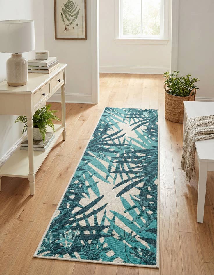 Detail image of 2' x 6'  Washable Botanical Indoor / Outdoor Runner Rug