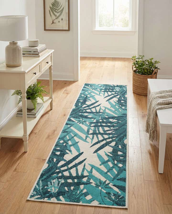 2' x 6' Easy-Clean Botanical Indoor / Outdoor Runner Rug