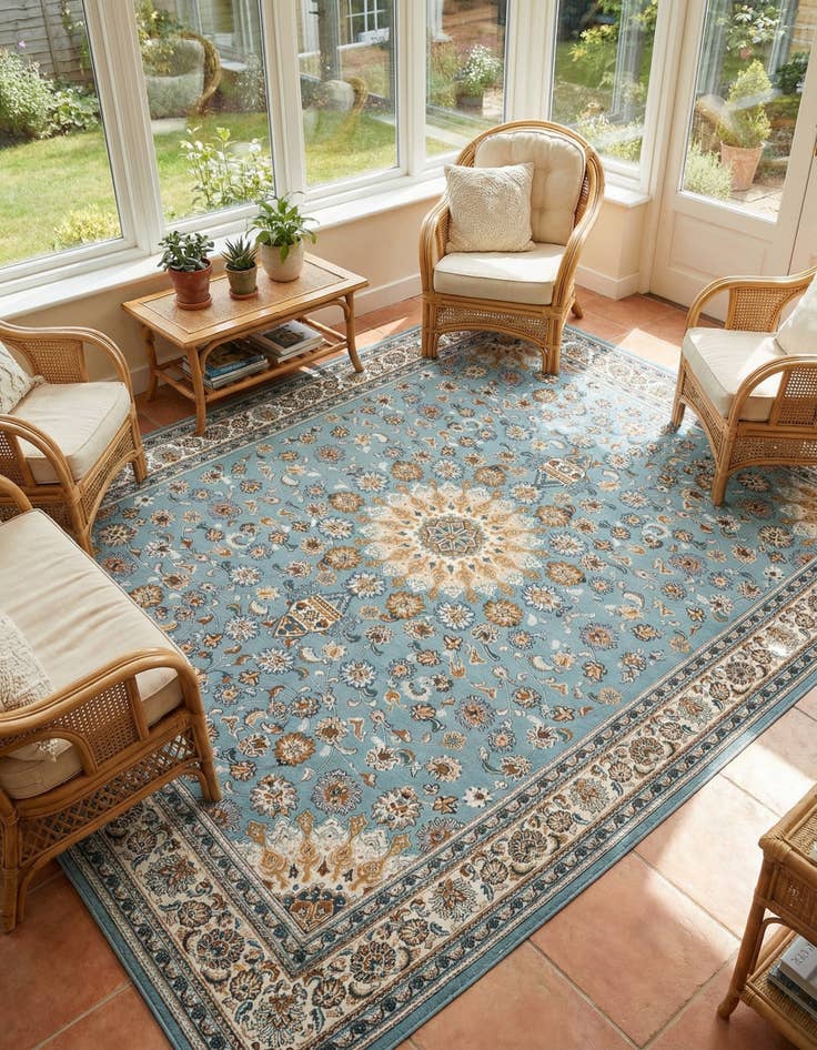Detail image of 9' x 12' Easy-Clean Traditional Indoor / Outdoor Rug