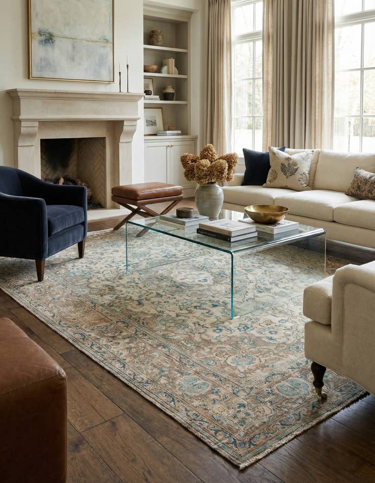 Detail image of 6' 4 x 9' 4  Hand Knotted Ultra Vintage Persian Wool Rug