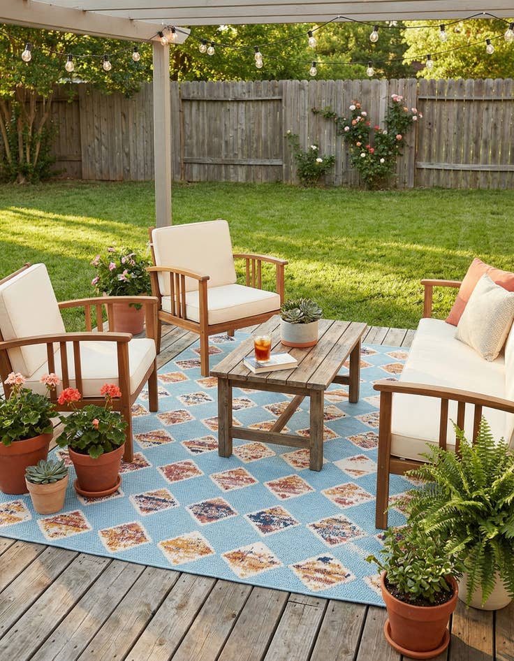 Detail image of  5' x 7' 7  Washable  Indoor / Outdoor Rug