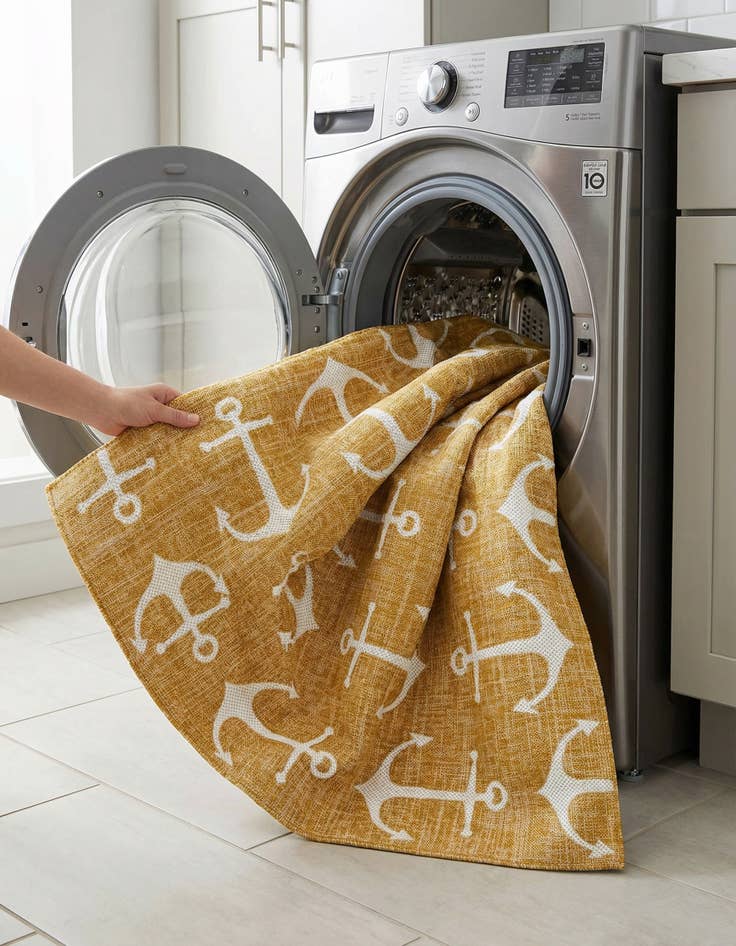 Detail image of  7' 10 x 7' 10  Washable Coastal Indoor / Outdoor Square Rug