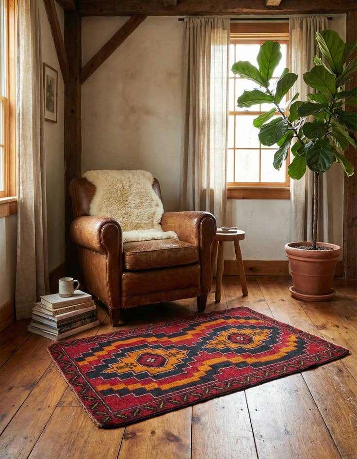 Detail image of 2' 10 x 4' 9  Hand Knotted Balouch Persian Wool Rug