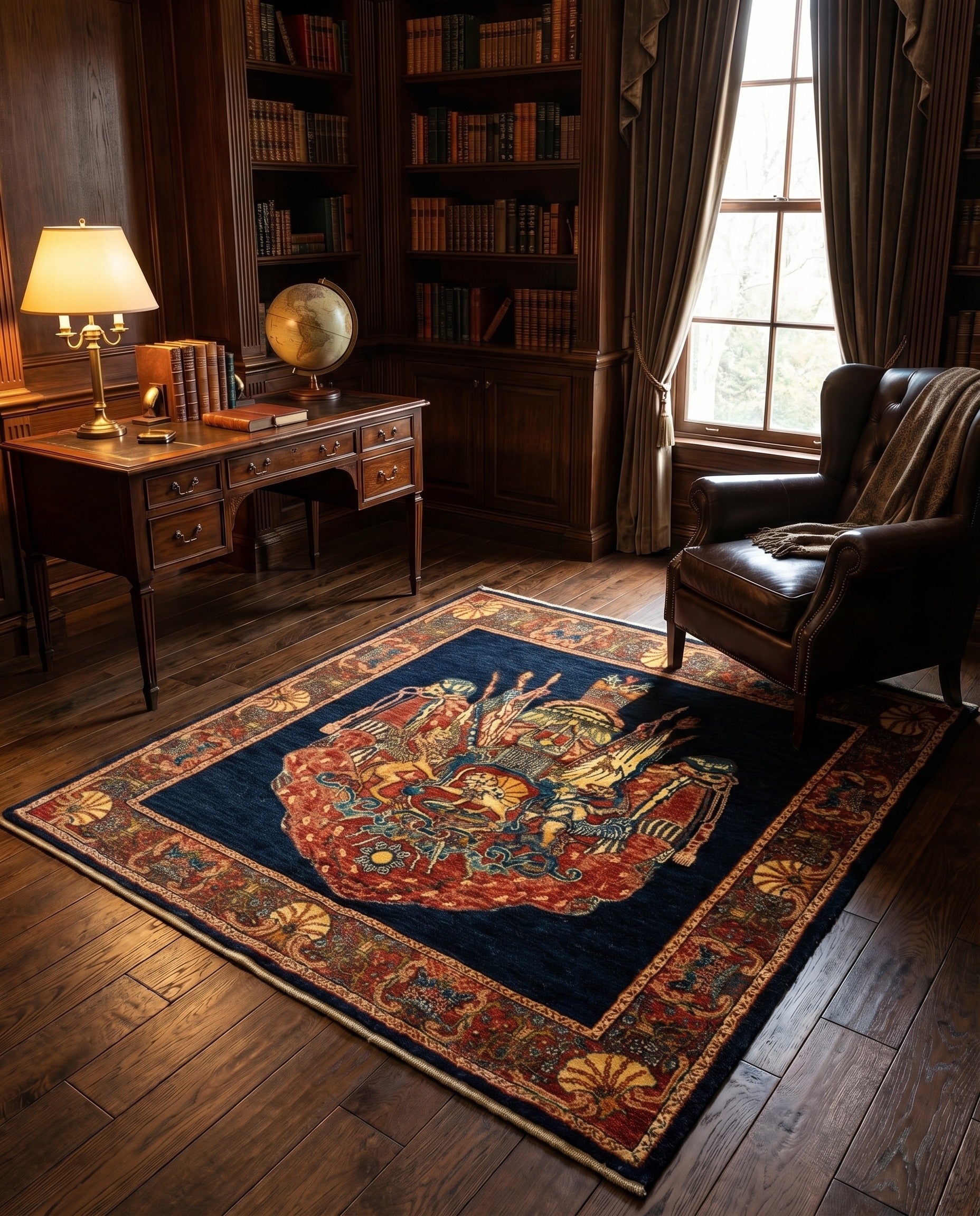 4' 2 x 4' 7 Luribaft Wool Square Rug