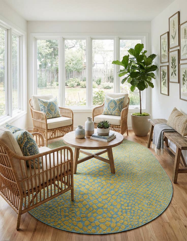 Detail image of 7' 10 x 10'  Washable Jill Zarin Cape Town Indoor / Outdoor Oval Rug