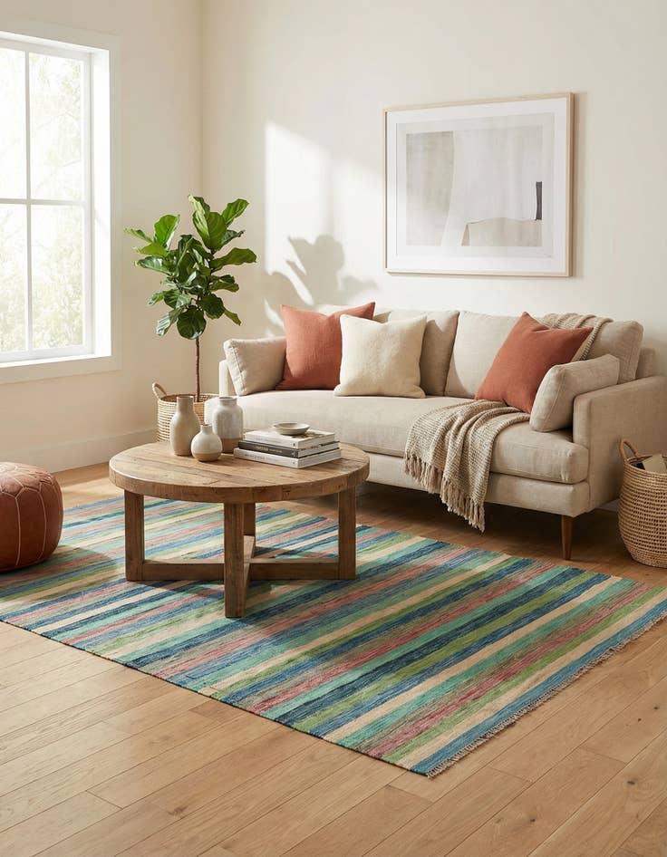 Detail image of  6' 8 x 9' 9  Hand Woven Kilim Modern Wool Rug