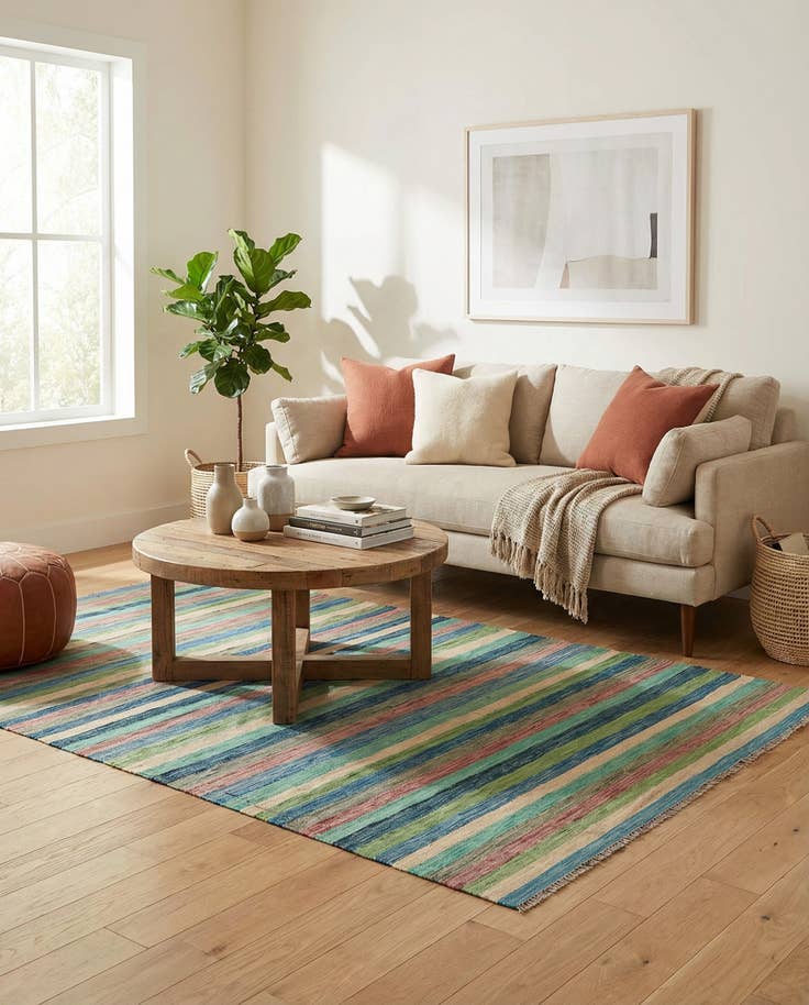 Detail image of 6' 8 x 9' 9 Hand Woven Kilim Modern Wool Rug