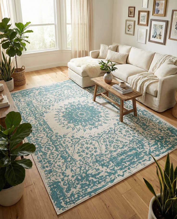 Detail image of 9' x 12' Easy-Clean Traditional Indoor / Outdoor Rug