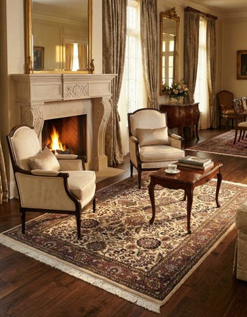 4' x 6' 8 Hand Knotted Isfahan Wool Rug